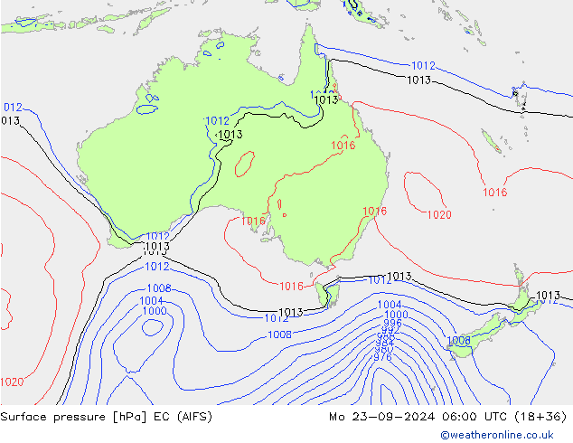 Surface pressure EC (AIFS) Mo 23.09.2024 06 UTC