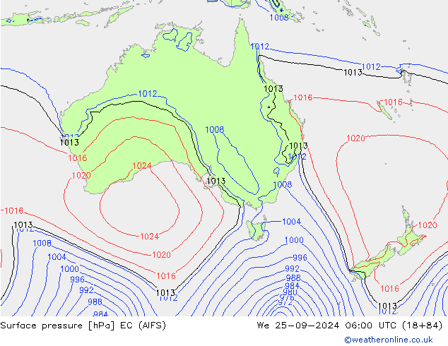 Surface pressure EC (AIFS) We 25.09.2024 06 UTC