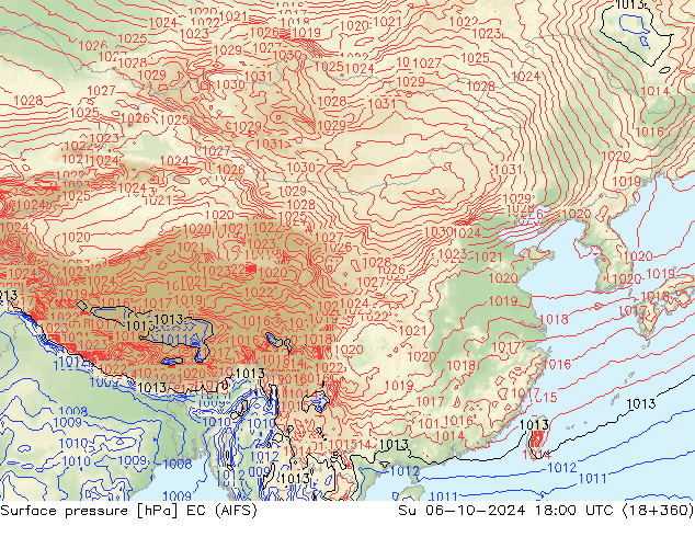 地面气压 EC (AIFS) 星期日 06.10.2024 18 UTC