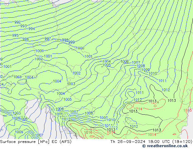 Pressione al suolo EC (AIFS) gio 26.09.2024 18 UTC