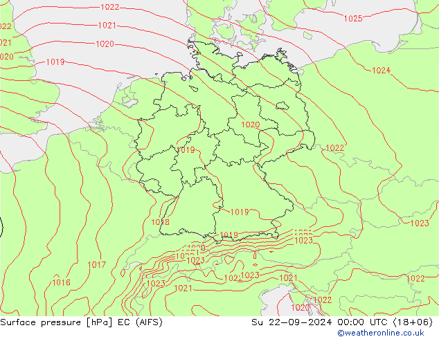 Presión superficial EC (AIFS) dom 22.09.2024 00 UTC