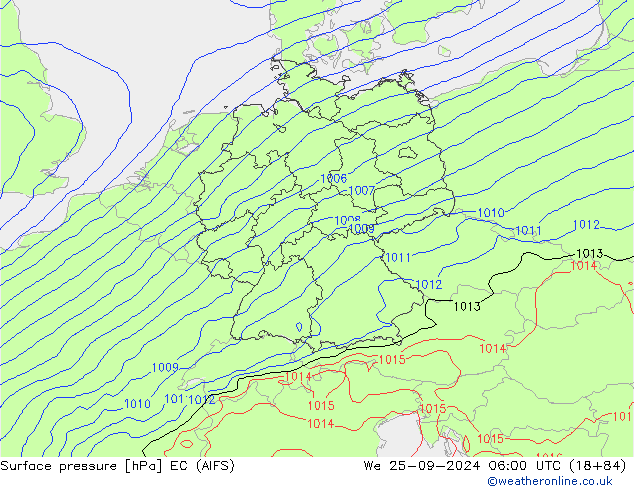 Surface pressure EC (AIFS) We 25.09.2024 06 UTC