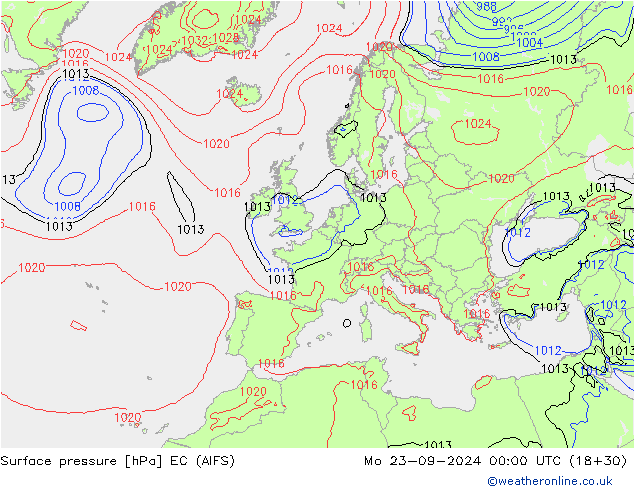 Surface pressure EC (AIFS) Mo 23.09.2024 00 UTC