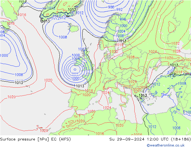 Yer basıncı EC (AIFS) Paz 29.09.2024 12 UTC