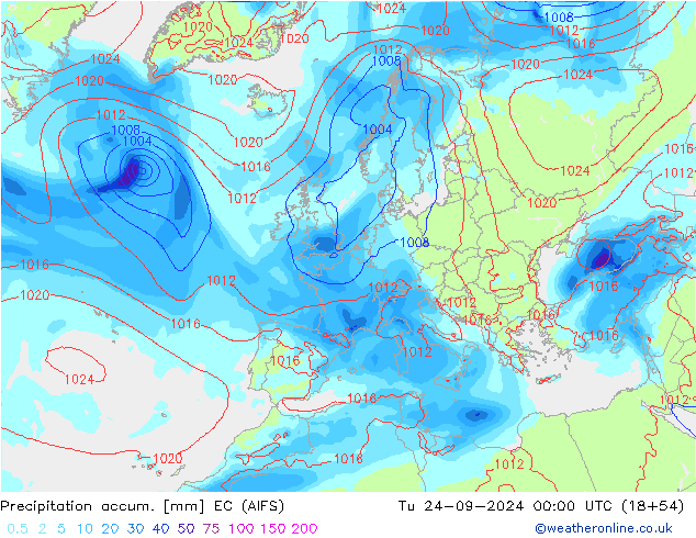 Precipitation accum. EC (AIFS) Ter 24.09.2024 00 UTC