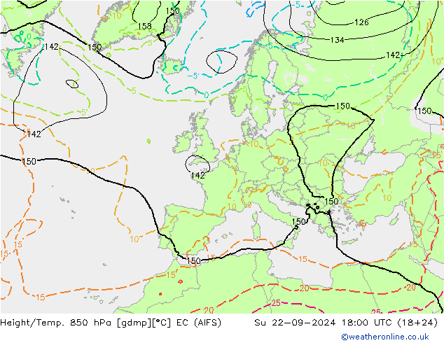 Height/Temp. 850 гПа EC (AIFS) Вс 22.09.2024 18 UTC