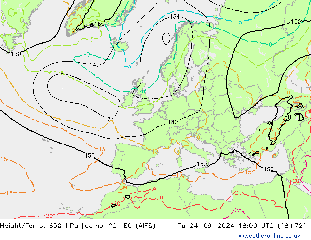 Height/Temp. 850 hPa EC (AIFS) mar 24.09.2024 18 UTC