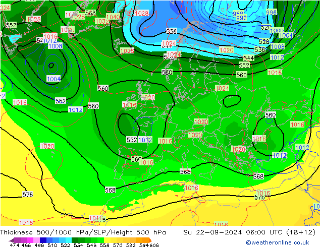 Thck 500-1000hPa EC (AIFS) 星期日 22.09.2024 06 UTC