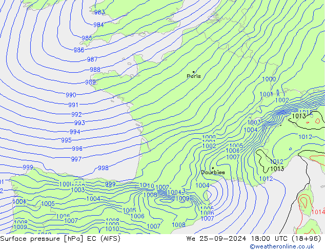 Bodendruck EC (AIFS) Mi 25.09.2024 18 UTC