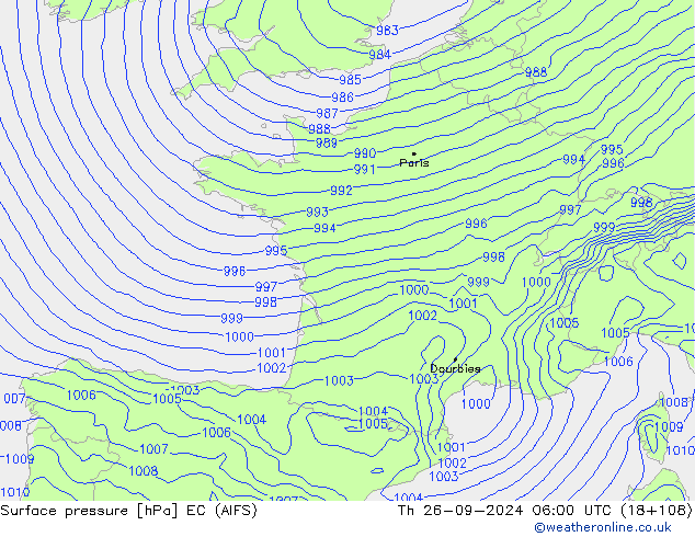 приземное давление EC (AIFS) чт 26.09.2024 06 UTC