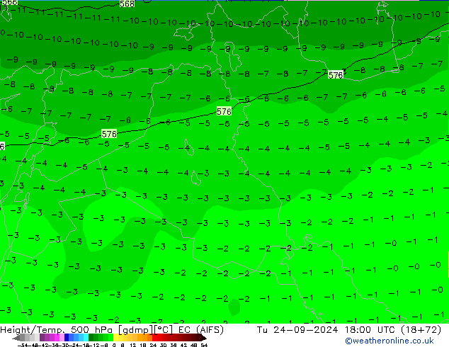 Height/Temp. 500 hPa EC (AIFS) Ter 24.09.2024 18 UTC