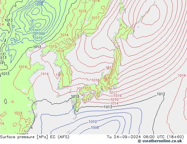 Surface pressure EC (AIFS) Tu 24.09.2024 06 UTC