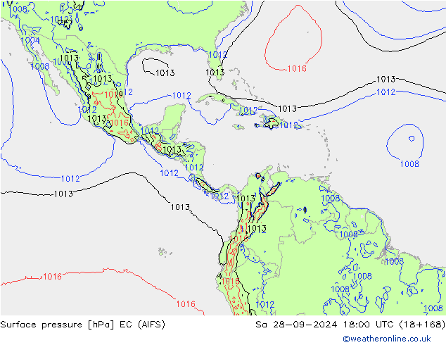 Surface pressure EC (AIFS) Sa 28.09.2024 18 UTC