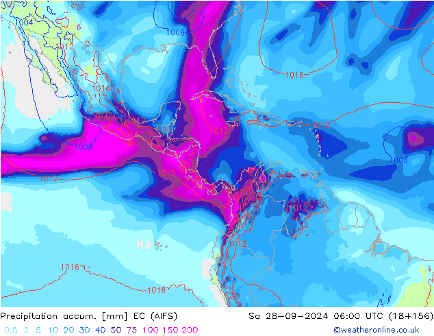 Precipitation accum. EC (AIFS) Sa 28.09.2024 06 UTC