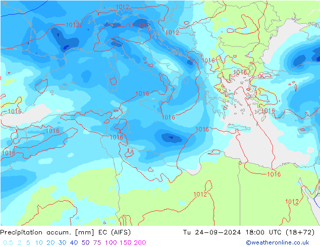 Totale neerslag EC (AIFS) di 24.09.2024 18 UTC