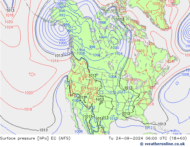 Atmosférický tlak EC (AIFS) Út 24.09.2024 06 UTC