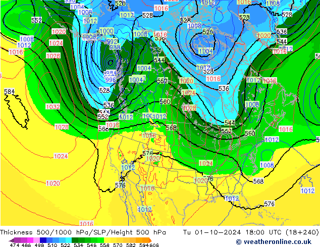 500-1000 hPa Kalınlığı EC (AIFS) Sa 01.10.2024 18 UTC