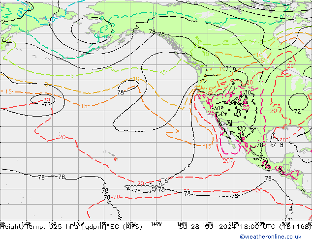 Height/Temp. 925 hPa EC (AIFS) Sa 28.09.2024 18 UTC