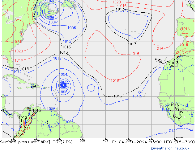 Surface pressure EC (AIFS) Fr 04.10.2024 06 UTC