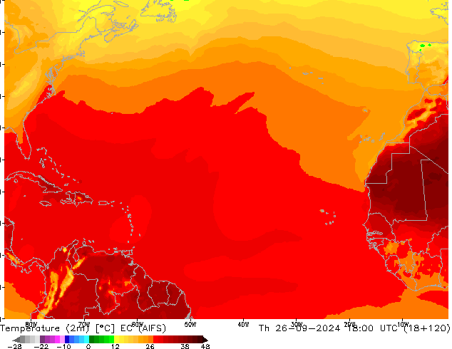 Temperature (2m) EC (AIFS) Th 26.09.2024 18 UTC