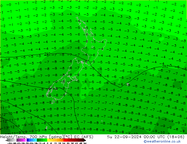 Height/Temp. 700 гПа EC (AIFS) Вс 22.09.2024 00 UTC