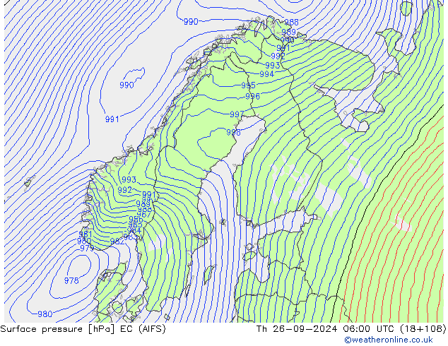 Surface pressure EC (AIFS) Th 26.09.2024 06 UTC