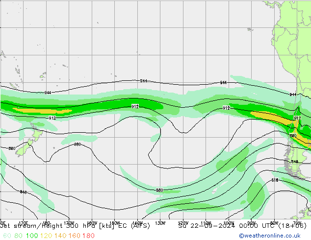 Jet stream/Height 300 hPa EC (AIFS) Ne 22.09.2024 00 UTC