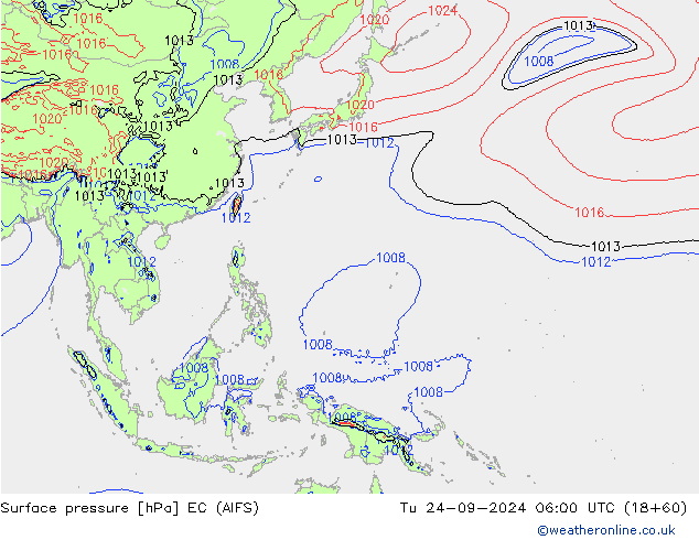 Surface pressure EC (AIFS) Tu 24.09.2024 06 UTC