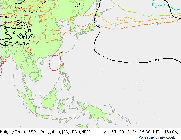 Height/Temp. 850 hPa EC (AIFS) Qua 25.09.2024 18 UTC