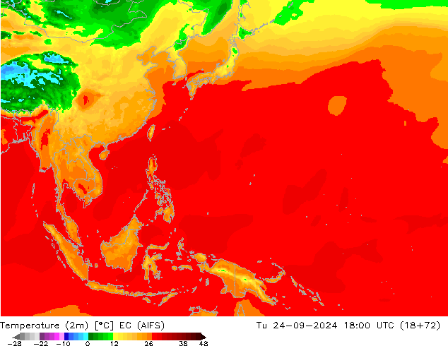 Temperatura (2m) EC (AIFS) Ter 24.09.2024 18 UTC