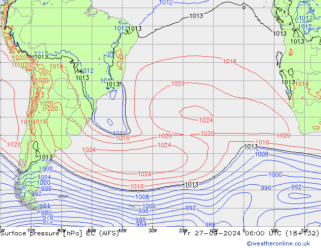 Luchtdruk (Grond) EC (AIFS) vr 27.09.2024 06 UTC