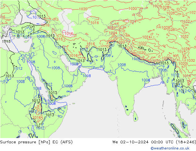 地面气压 EC (AIFS) 星期三 02.10.2024 00 UTC