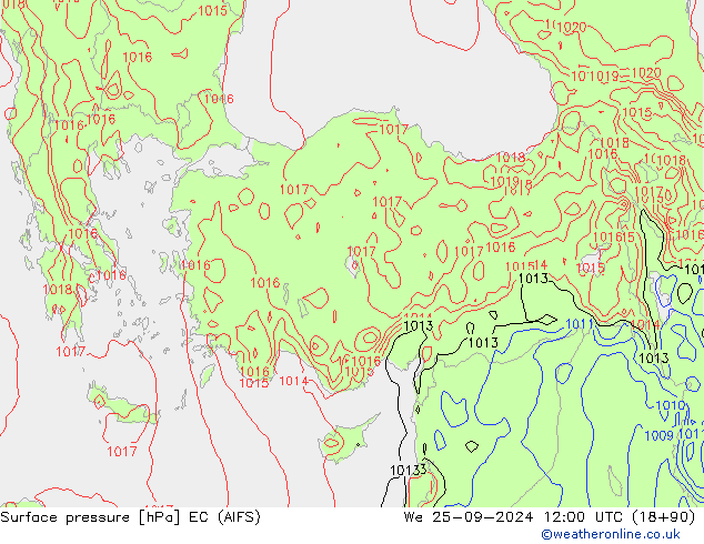 Luchtdruk (Grond) EC (AIFS) wo 25.09.2024 12 UTC