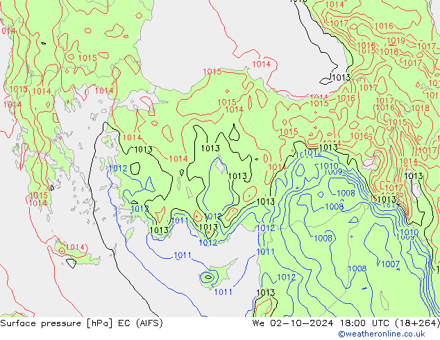 pressão do solo EC (AIFS) Qua 02.10.2024 18 UTC