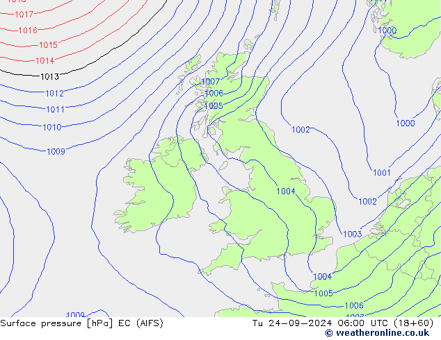 Surface pressure EC (AIFS) Tu 24.09.2024 06 UTC