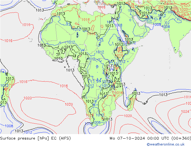 Atmosférický tlak EC (AIFS) Po 07.10.2024 00 UTC