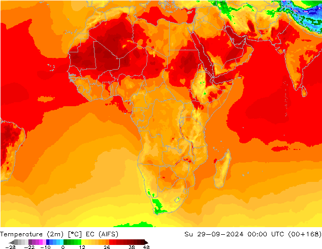 Sıcaklık Haritası (2m) EC (AIFS) Paz 29.09.2024 00 UTC