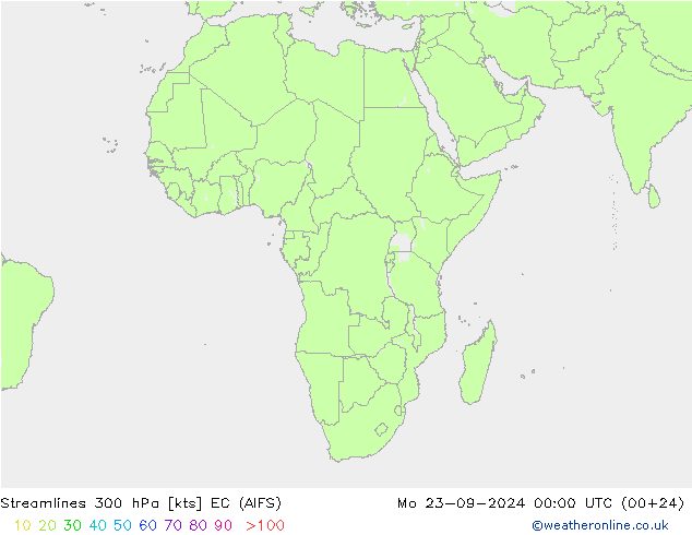 Linea di flusso 300 hPa EC (AIFS) lun 23.09.2024 00 UTC