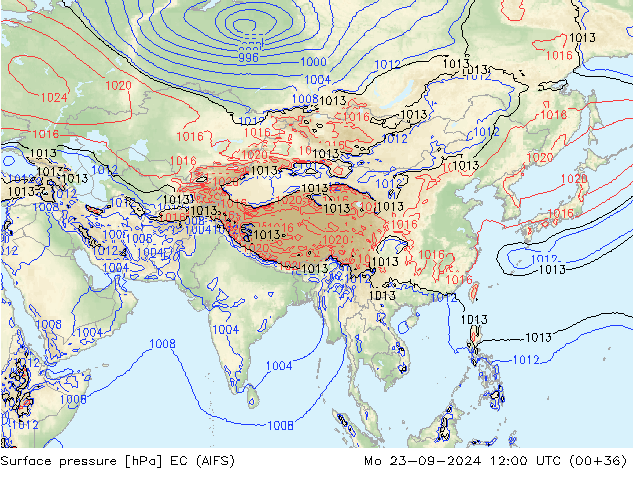 приземное давление EC (AIFS) пн 23.09.2024 12 UTC