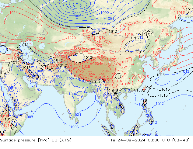 Surface pressure EC (AIFS) Tu 24.09.2024 00 UTC