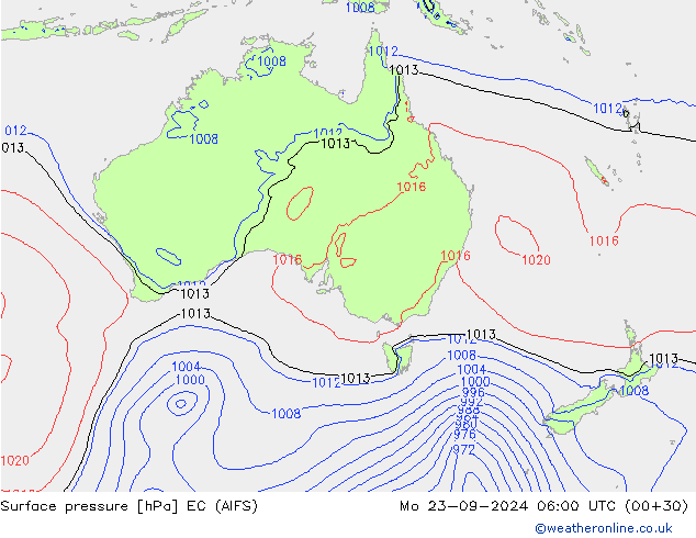 Pressione al suolo EC (AIFS) lun 23.09.2024 06 UTC