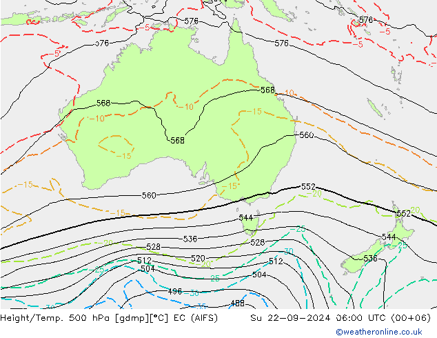 Geop./Temp. 500 hPa EC (AIFS) dom 22.09.2024 06 UTC