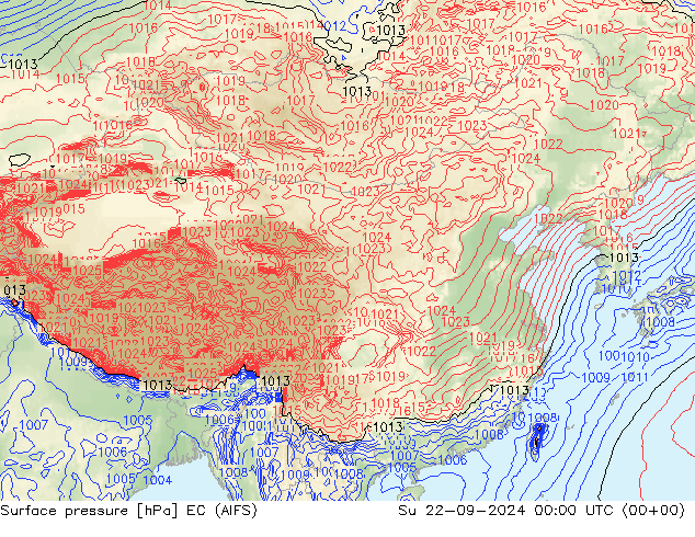 地面气压 EC (AIFS) 星期日 22.09.2024 00 UTC