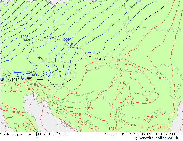 приземное давление EC (AIFS) ср 25.09.2024 12 UTC