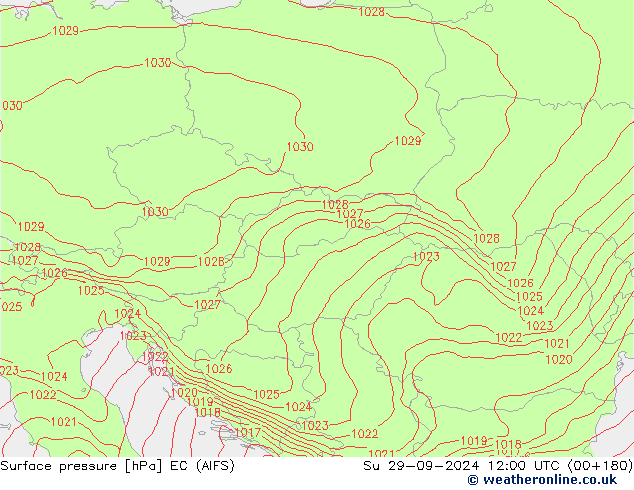 Atmosférický tlak EC (AIFS) Ne 29.09.2024 12 UTC