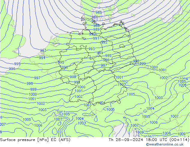 Luchtdruk (Grond) EC (AIFS) do 26.09.2024 18 UTC