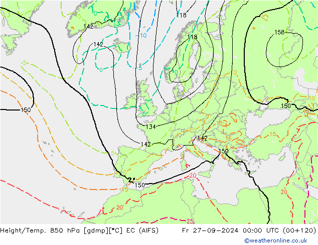 Height/Temp. 850 hPa EC (AIFS) Fr 27.09.2024 00 UTC