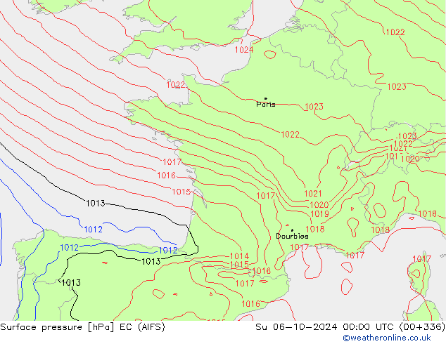 pression de l'air EC (AIFS) dim 06.10.2024 00 UTC