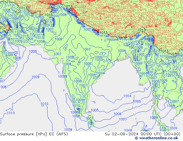 Surface pressure EC (AIFS) Su 22.09.2024 00 UTC