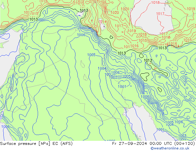 Surface pressure EC (AIFS) Fr 27.09.2024 00 UTC